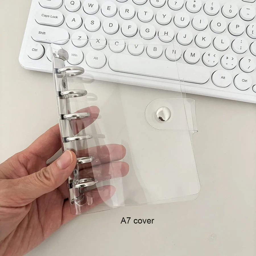 Clear PVC 6-Hole Loose Leaf Binder Cover for DIY Journals and Diaries