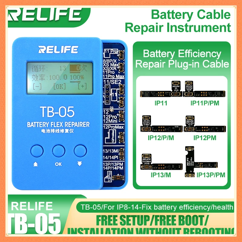 Relife Tb-05 Strumento Di Riparazione Della Batteria Per Ip11-13/Pro/Pro Max Batteria Dati Batteria Avviso Di Salute Errore Fix Lettura Scrittura