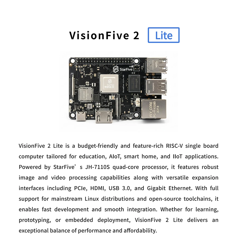StarFive VisionFive 2 Lite RISC-V JH7110S SOC Single Board Computer AIoT Smart H