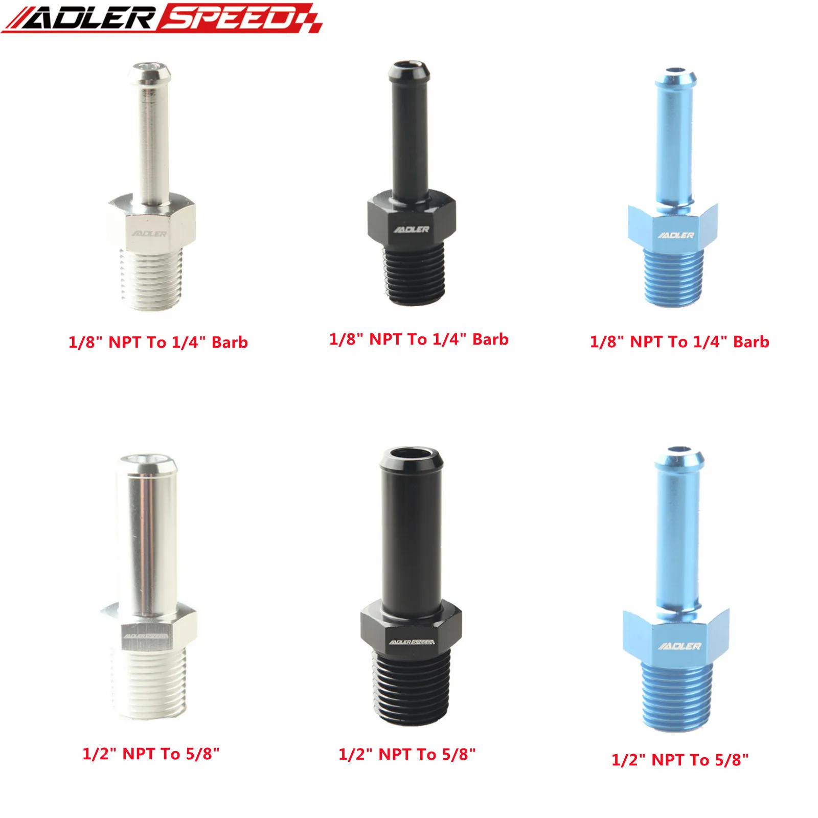 (1/8 NPT  1/4) (1/2 NPT  5/8)(1/2 NPT 수  3/4) 호스 바브 직선 피팅 어댑터 알루미늄