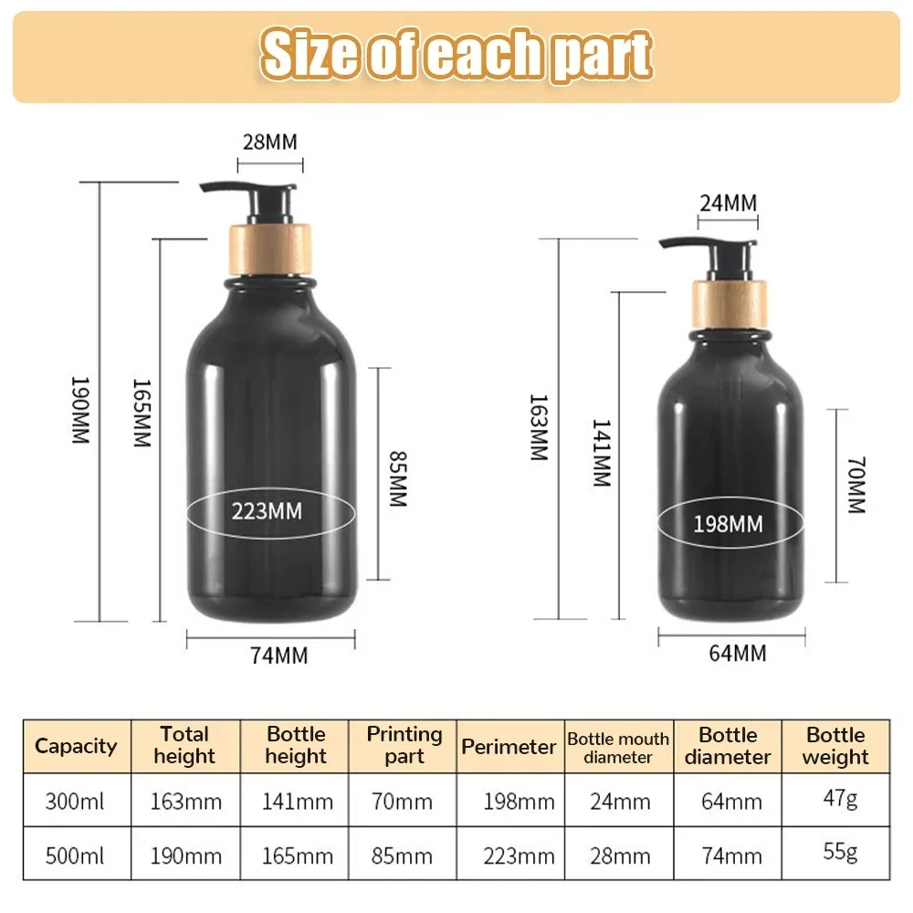 Soap Dispenser 2PCS Lotion Soap Dispenser Glossy Refillable Bottle for Kitchen Sink Bathroom Shampoo Conditioner Empty Storage Jar 300/500ML