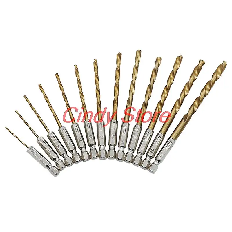 

1.5-6.5mm Hexagonal Handle Titanium Plated Twist Drill Bits HSS High Speed Steel Titanium Coated Drill Bit 1/4 Hex Shank Tools