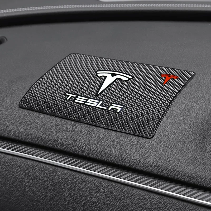 Car Ornament PVC Anti-Slip Mat Sticky Pad Dashboard Accessories For Tesla Model 3 2022 S X Y Style Roadster Invader Coil Mod WYE
