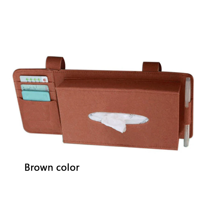 Creative Car Sunshade Tissue Box Paper Towel Bag Multi-Function Felt Car Hanging Seat Interior Storage Box Supplies car tissue holder tissue box tissue bag car interior accessories