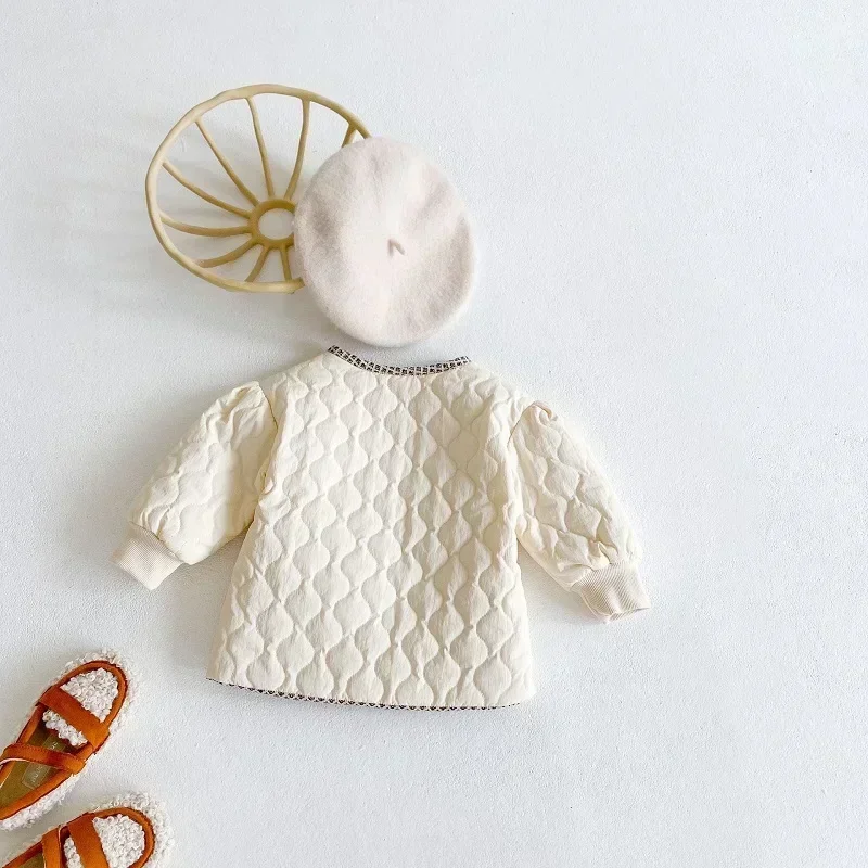 INS Winter Baby Girl Coat For 0-3Years Newborn Kids Long Sleeve V-Neck Double Side Wear Thicken Warm Jacket Outerwear Clothes