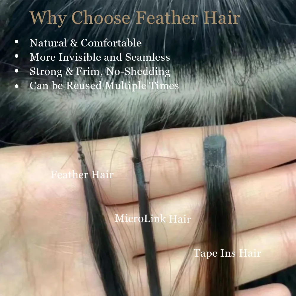 Invisible Micro Feather Human Hair Extensions Straight Real Virgin Human Hair Microloop Extensions For Women 40strands/pack