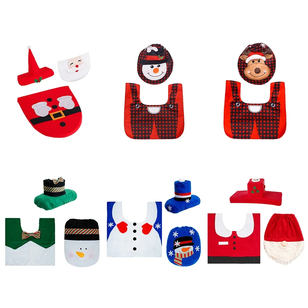 Cute Christmas Toilet Seat Covers Creative Santa Claus Bathroom Mat Xmas Supplies for Home New Year Navidad Gift Decoration