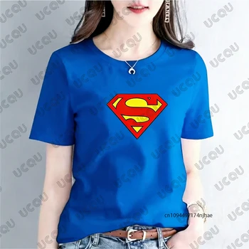 2026 New Classic Superman Graphics Print Cotton T-shirt For Women Summer Short Sleeve O-neck Tees Casual Oversized Couple Tops 1