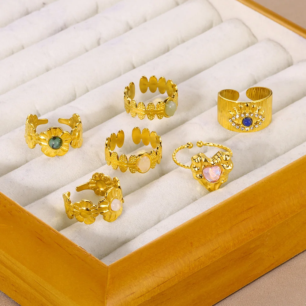 Evil Eye Stainless Steel Zircon Rings for Women