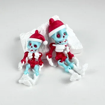 Cute Articulated Christmas Skeleton Figures – Posable 3D Printed Holiday Decor