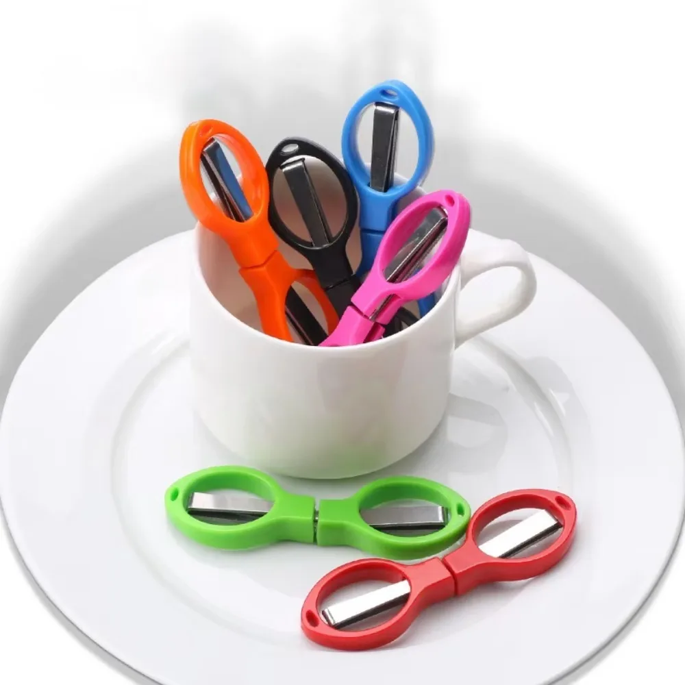 Scissors Multifunction Folding Plastic Handle 8 Words Stretch Stainless Steel for Child portable scissors cutter stationery scissors soft handle scissors
