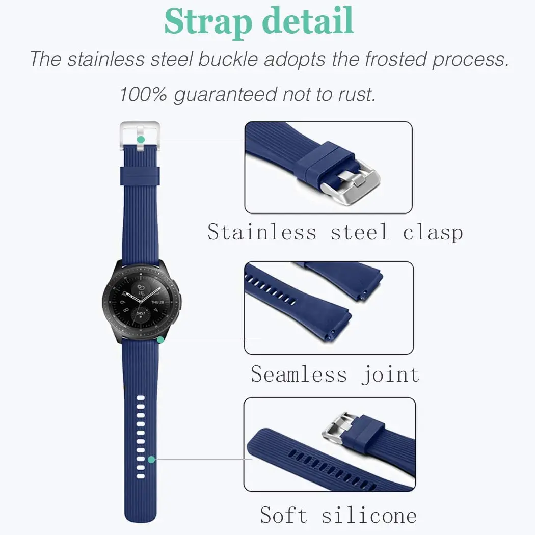 22mm 20mm Silicone Watch Band for Samsung Galaxy Watch 46mm/Huawei Watch 4/3 GT3-2 Pro Sports Bracelet Wristband Amazfit GTR/GTS