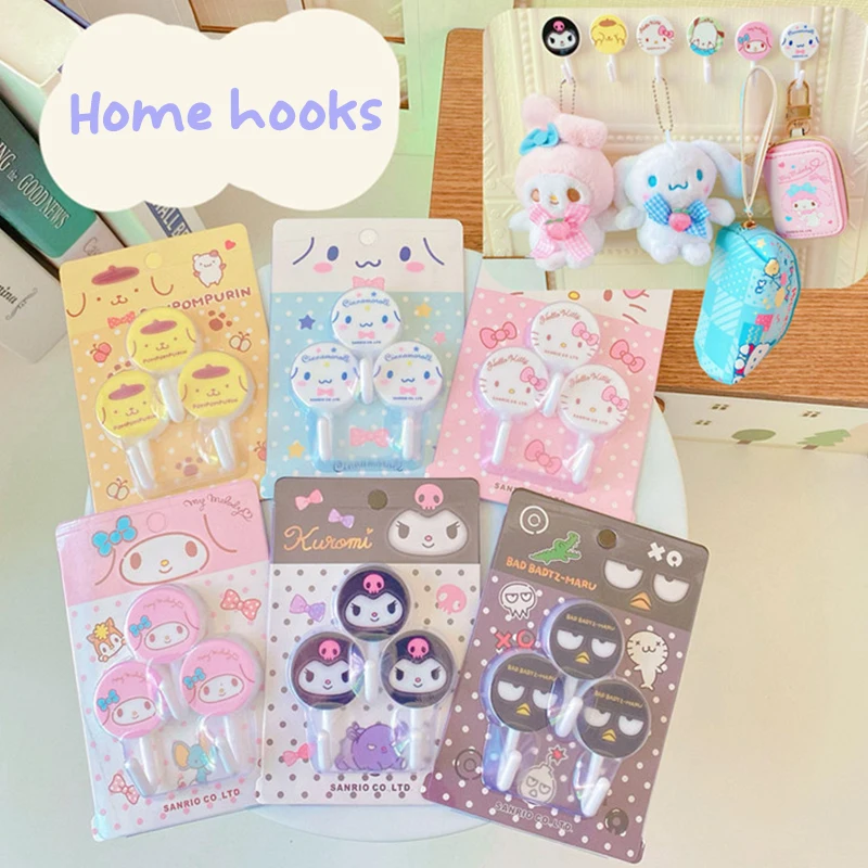 

Симпатичный крючок Hello Kitty, мультяшный милый крючок Sanrio для спальни, ванной, кухни, подвесное полотенце для одежды, аниме клейкий крючок для украшения комнаты