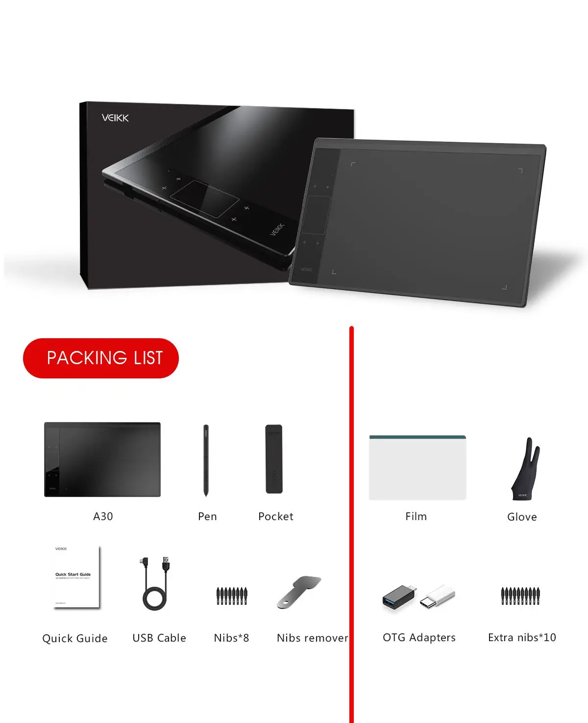 VEIKK A30 10X6 Inch Graphic Tablets Digital Pen Tablet Phone Drawing Tablet with Tilt OTG Battery-Free Stylus for Android Window 18 VEIKK A30 10X6 Inch Graphic Tablets Digital Pen Tablet Phone Drawing Tablet with Tilt OTG Battery-Free Stylus for Android Window 13