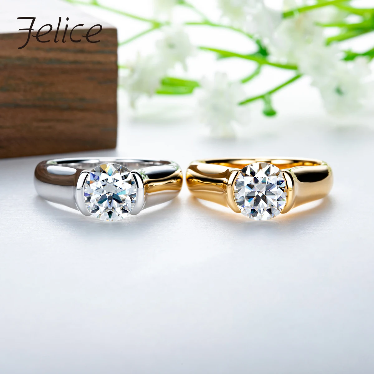 

Felice 2ct D Color Moissanite Engagement Ring For Women 925 Sterling Silver Rose Gold Plated Lab Created Diamond Ring Wholesale