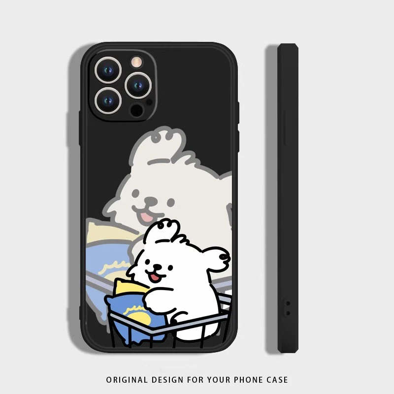 Cute Cartoon Dog Phone Case For Lovers Couples Fit for iPhone 11 12 13 14 15 16 Pro Max XR X XS 8 7 Plus Mini SE 2020 2022
