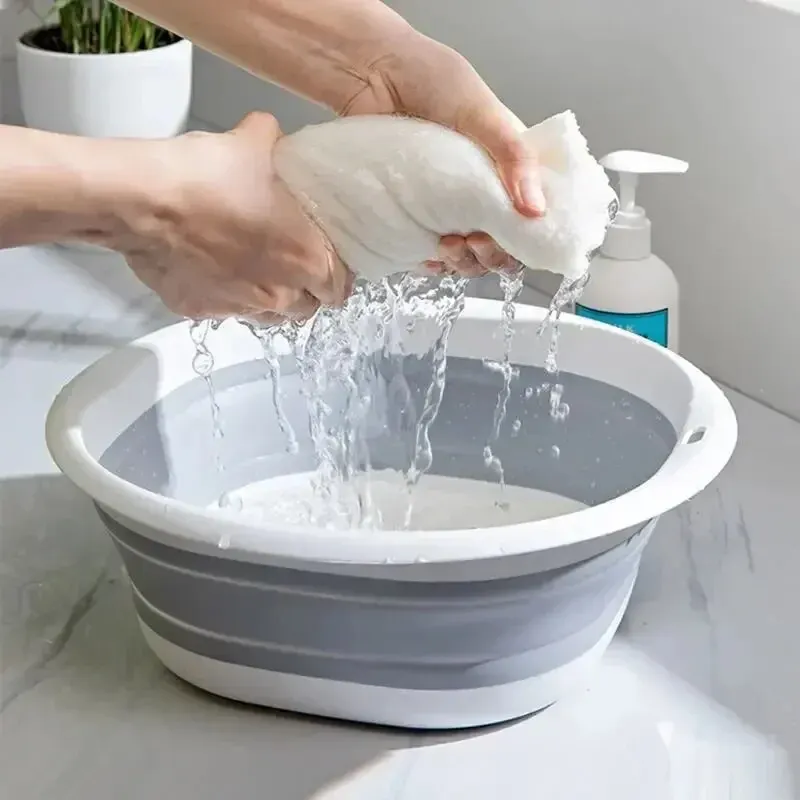 Folding Wash Basin Plastic Folding Basins Portable Laundry Tub Adult Baby Bath Bathroom Kitchen Accessories
