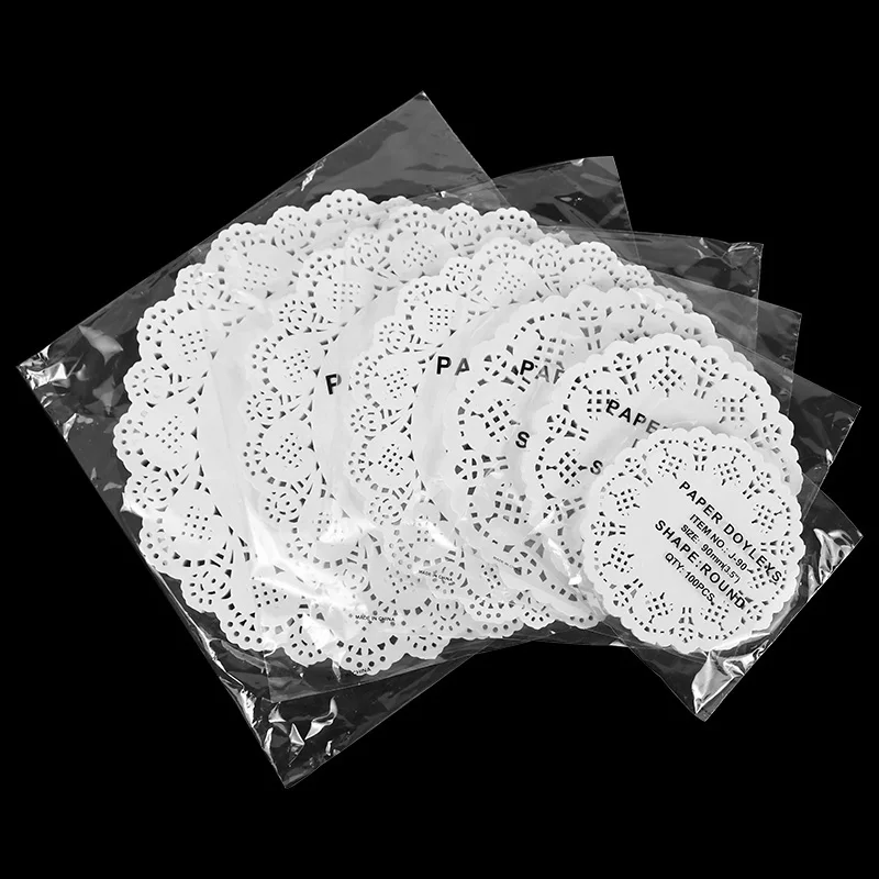 100Pcs Weiß Aushöhlen Tischset Runde Tasse Coaster Spitze Kuchen Wrapper Papier Für Hochzeit Party Tisch Dekoration Küche Liefert – Detail 1