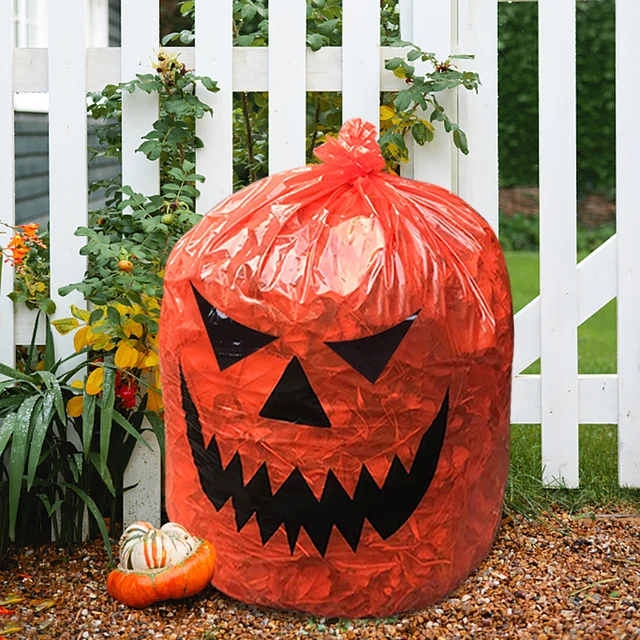 Large Halloween Pumpkin Plastic Garbage Leaf Bags For Home Outdoor Fall  Garden Yard Decoration Lawn Bag