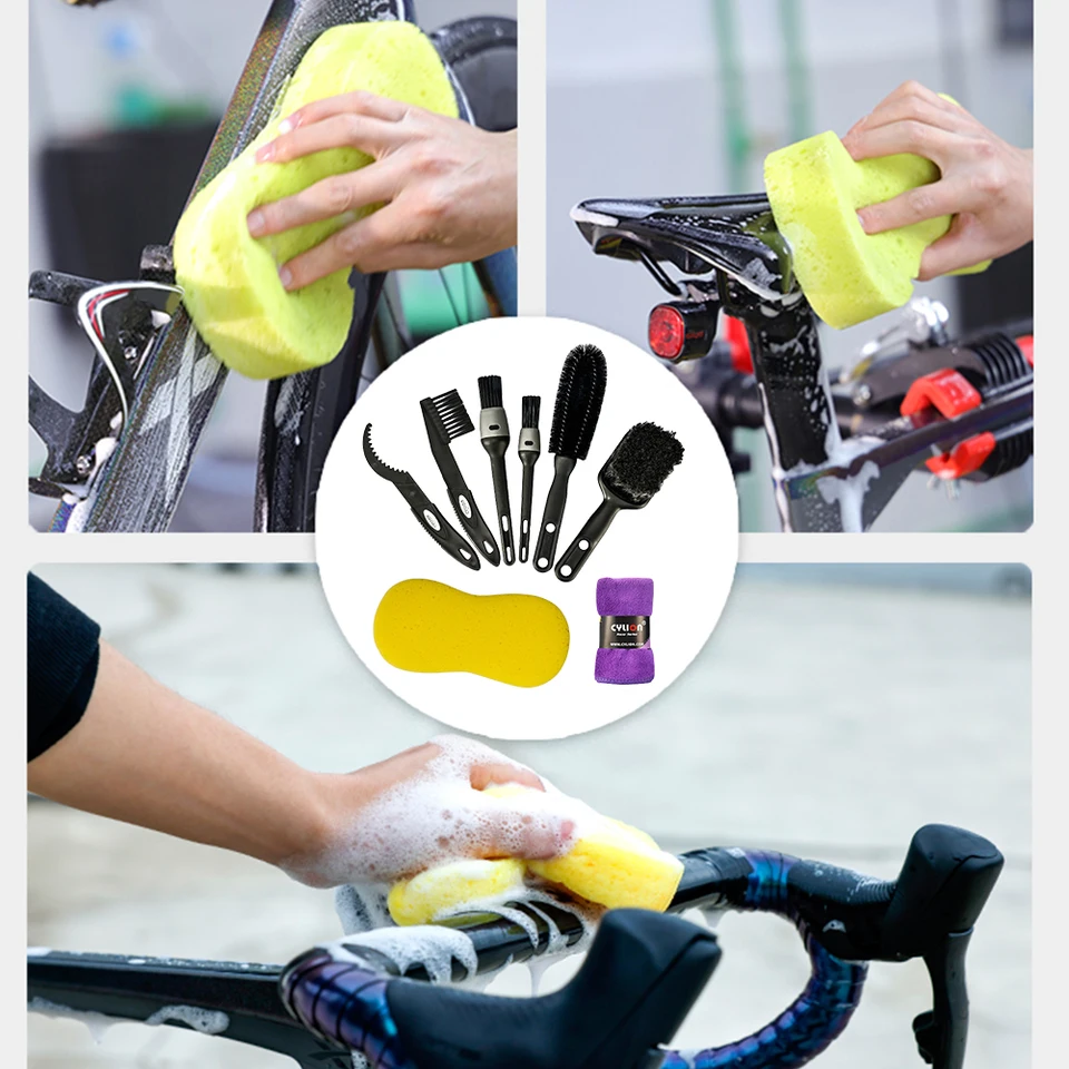 8PC Bike Cleaning Tool Kit - Professional Bicycle Maintenance Brushes & Chain Cleaner For All Bike Types