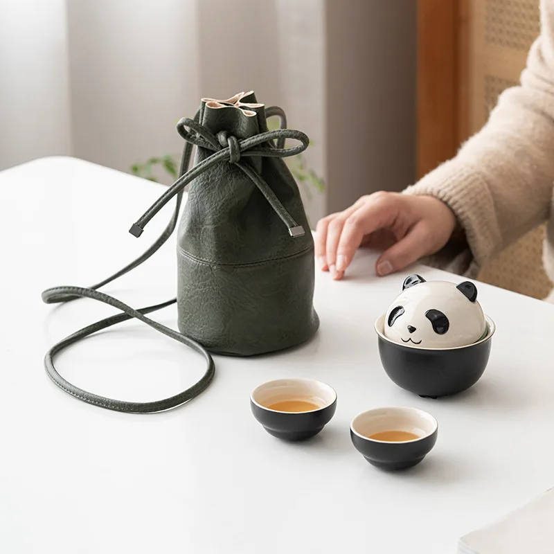 Panda Quick Cup Outdoor Portable Travel Tea Set Suit One Pot Due Tazze Creative Kung Fu Tea Set Set Da Tè Cinese