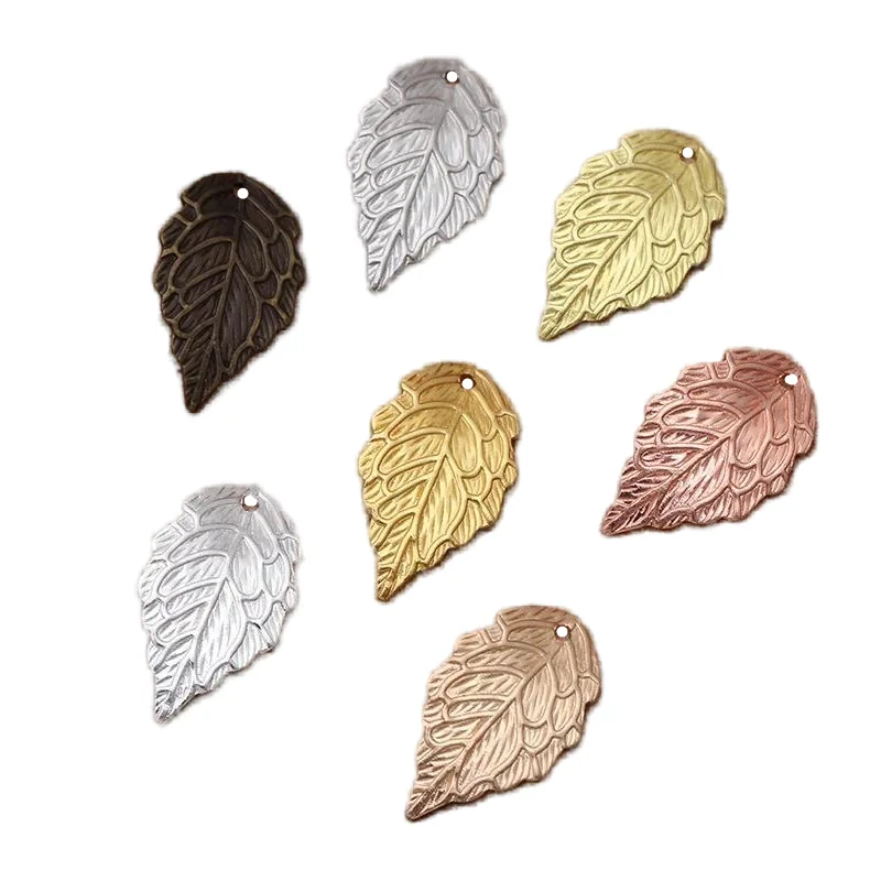 100 PCS 10*18mm Metal Brass Leaf Filigree Leaf Charms