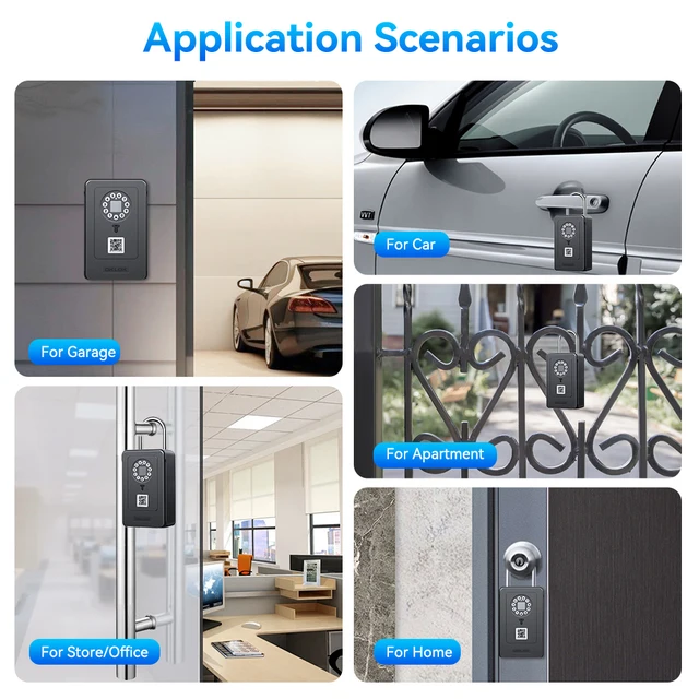 Camluxy Smart Key Box Fingerprint Safe Storage Lock Key 6 Digital Password Code Security Lockbox Combination Code IC Card Unlock 4