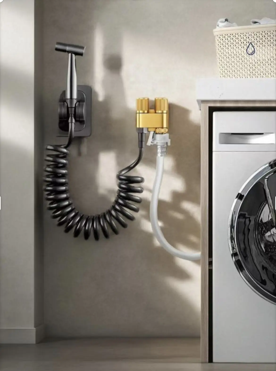 LSSH Dual outlet one in two out washing machine faucet automatic water stop valve special copper tee one in two connector