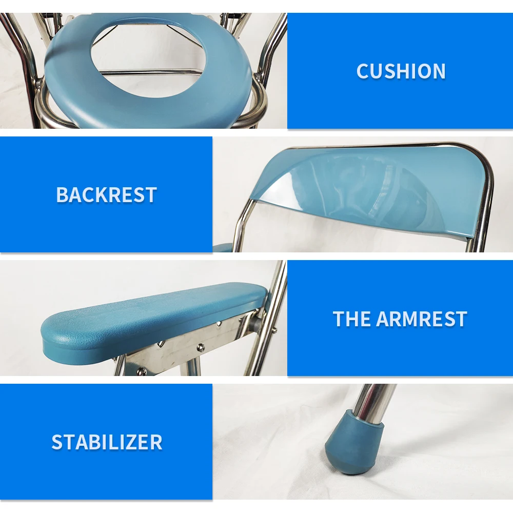 Hospital Bathroom Folding Toilet Chair Commode Chair Potty Chair Adult For Elderly With Seat 4