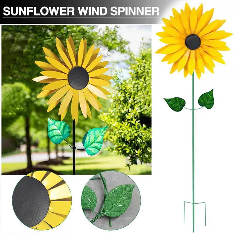 

Sunflower Wind Spinner Anti-rust Metal Windmills Sculpture Outdoor Classical Windmill Ornament Homedecor Yard Garden Supplies