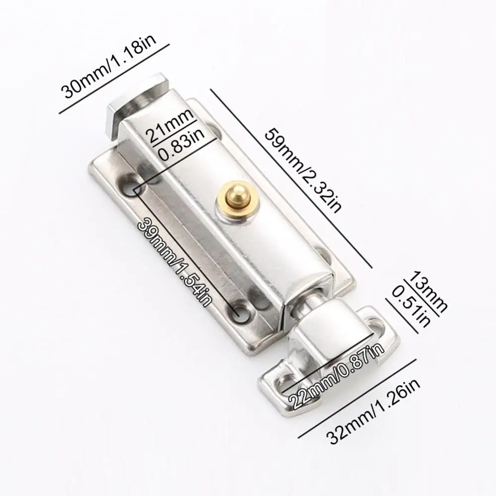 3 Inch Stainless Steel Automatic Spring Door Latch Bolt Anti-theft Security Button Open Self-elastic Lock Door Hardware door latch