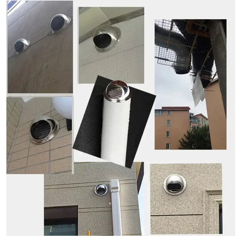 60-120mm Steel ventilation grill wall hole cover extractor hood louver valve exhaust fan pipe Heating Cooling Vent system - Image 2