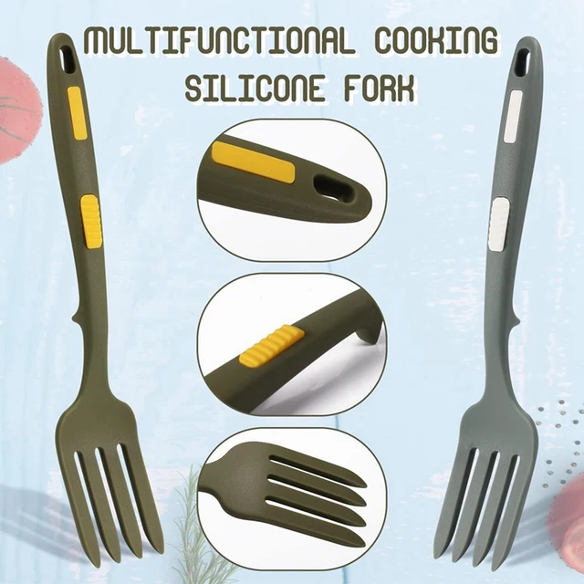 Meat Fork HEMOTON Silicone Fork Kitchen Utensil Heat Resistant Cooking Fork For Stirring And Mixing Safe Food Grade Material Practical Salad And Cooking Tool For Home And Restaurant Kitchen - Compare Prices