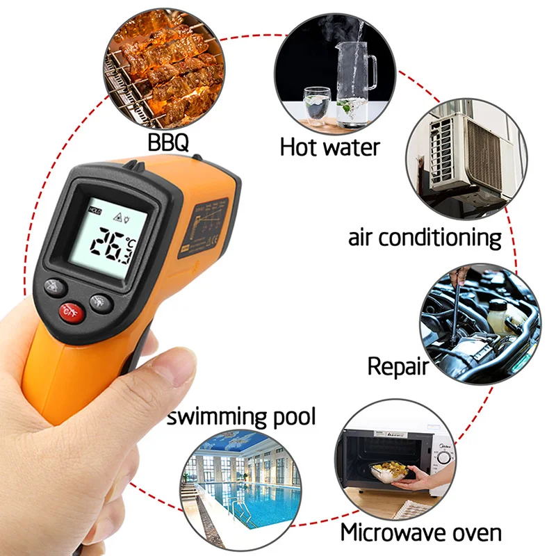 BSIDE H1 Digital Infrared Thermometer Non-Contact Digital Laser Thermometer  Gun For Meat Buffalo Milk BBQ Cooking Thermometer - AliExpress