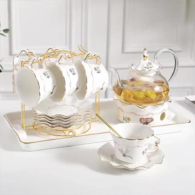 EuropeanAfternoonTeaCoffeeCupGlassFlowerTeapotSetHomeCreative