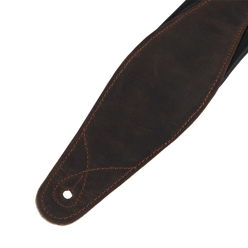 Gearlly Gitarrengurt für E-Gitarre und Bass, obere Schicht aus Leder, verbreiterte Schaumstoffpolsterung, verstellbarer Gitarrengürtel – Detail 5