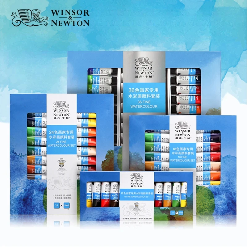 Winsor & Newton 전문 수채화 페인트 여행 세트, 안료 36 색, 10ml 큐브, 수채화 페인팅, 예술용품 아티스트