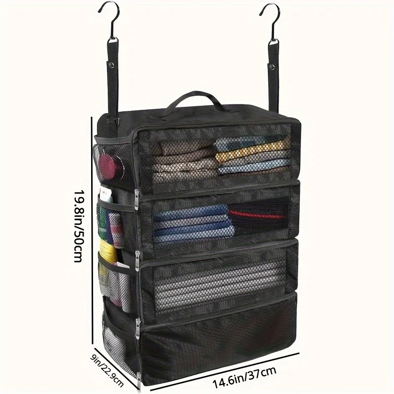 Large capacity foldable multifunctional clothing storage bag, wardrobe hanging clothing storage bag, multi-layer storage 5