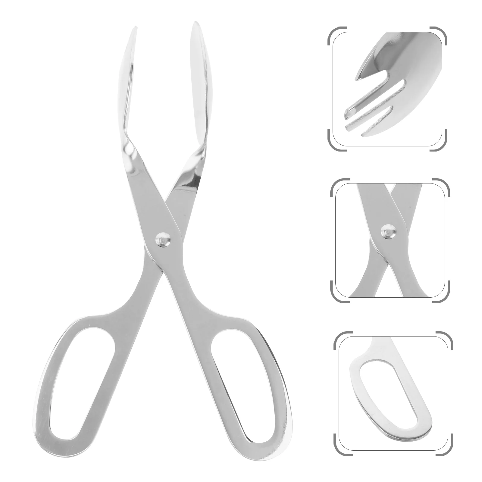 

Hot Stainless Steel Salad Tong Serving Spoon Fork (Silver)
