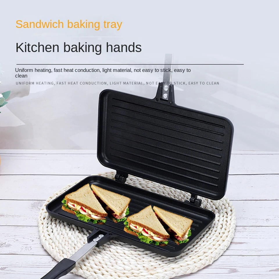 Topyond Camping broodrooster, dubbelzijdige anti-aanbak sandwichpers, sandwichmaker en panini machine voor thuis en op de camping