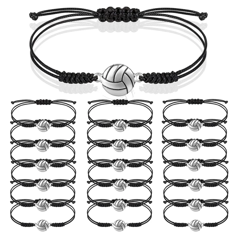 

24 Piece Volleyball Bracelets, Volleyball Charm Bracelet, Braided String Bracelet With Volleyball Pendant Decoration