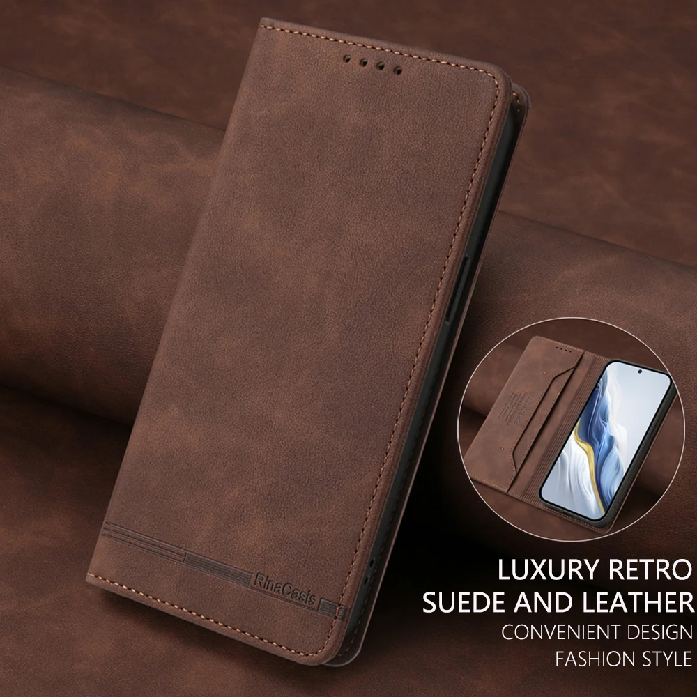 Luxury RFID Magnetic Leather Flip Wallet Case