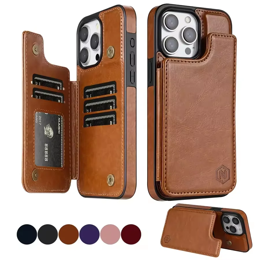 Premium RFID Blocking Magnetic PU Leather Wallet Phone Case - Anti-Theft Protection