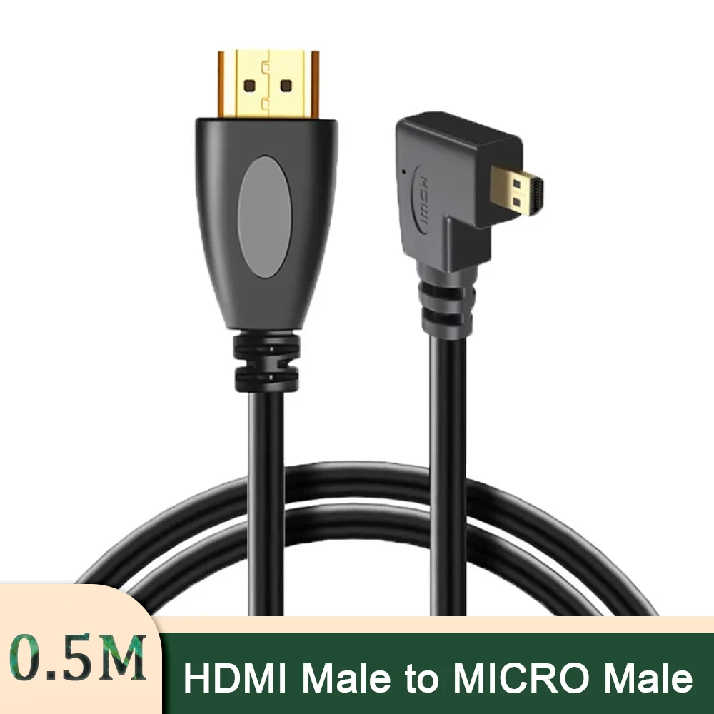 Cavo Micro Hdmi A Hdmi Piegato Su Sinistra E Destra Verso Il Basso Cavo Hdmi Micro Hd Versione 1.4 Tablet Fotocamera Si Trasforma Da Piccolo A Grande