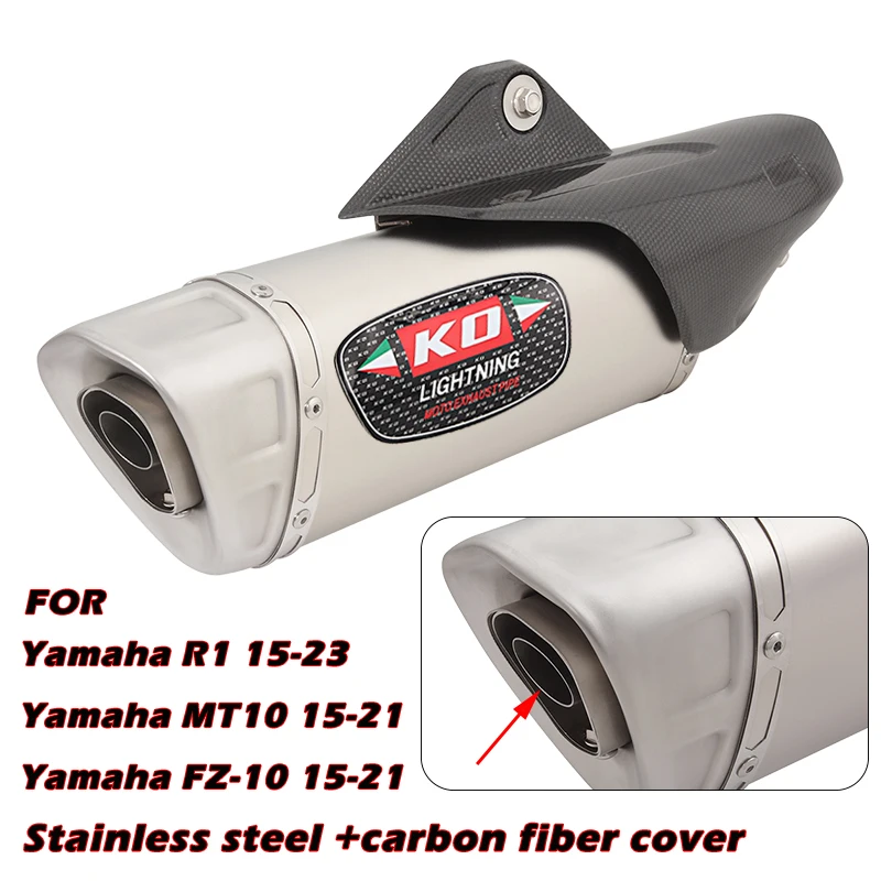 

54.5mm For Yamaha MT10 FZ-10 2015-2021 Motorcycle Exhaust Muffler Pipe Escape Tips Replaces original Modified Steel+Carbon Cover