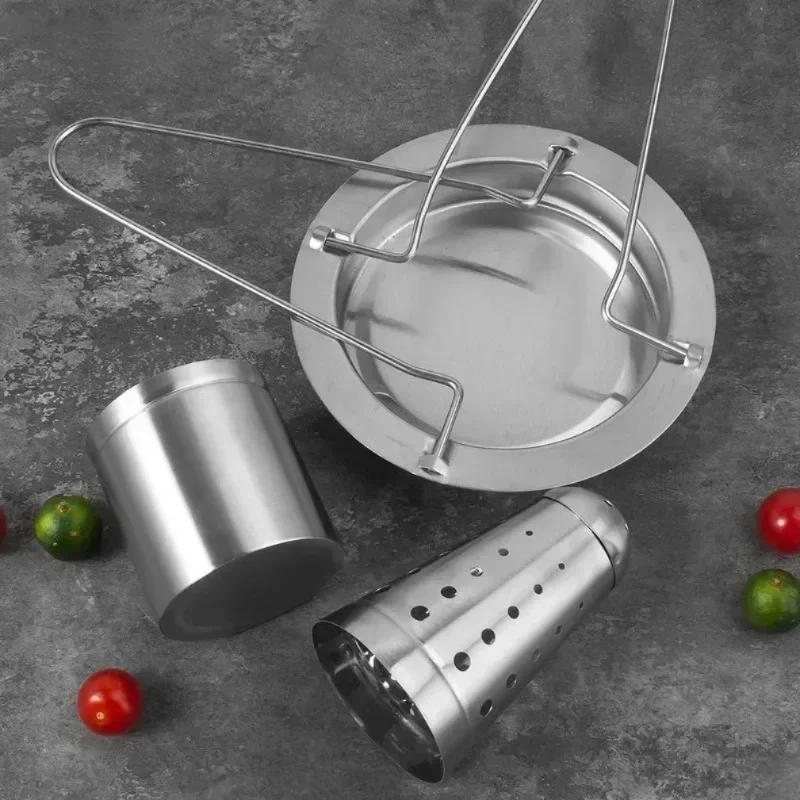 Stainlness Steel Roasting Grill Stand Removable Outdoor BBQ Tool Chicken Roaster Rack Non-stick Grilled Chicken Plate Party LIJI