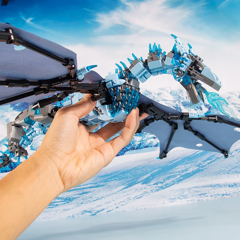 1186PCS 스마우그 드래곤 건설 빌딩 블록 디스플레이 스탠드 DIY 컬렉션 선물 모델 장난감 어린이 크리스마스 선물