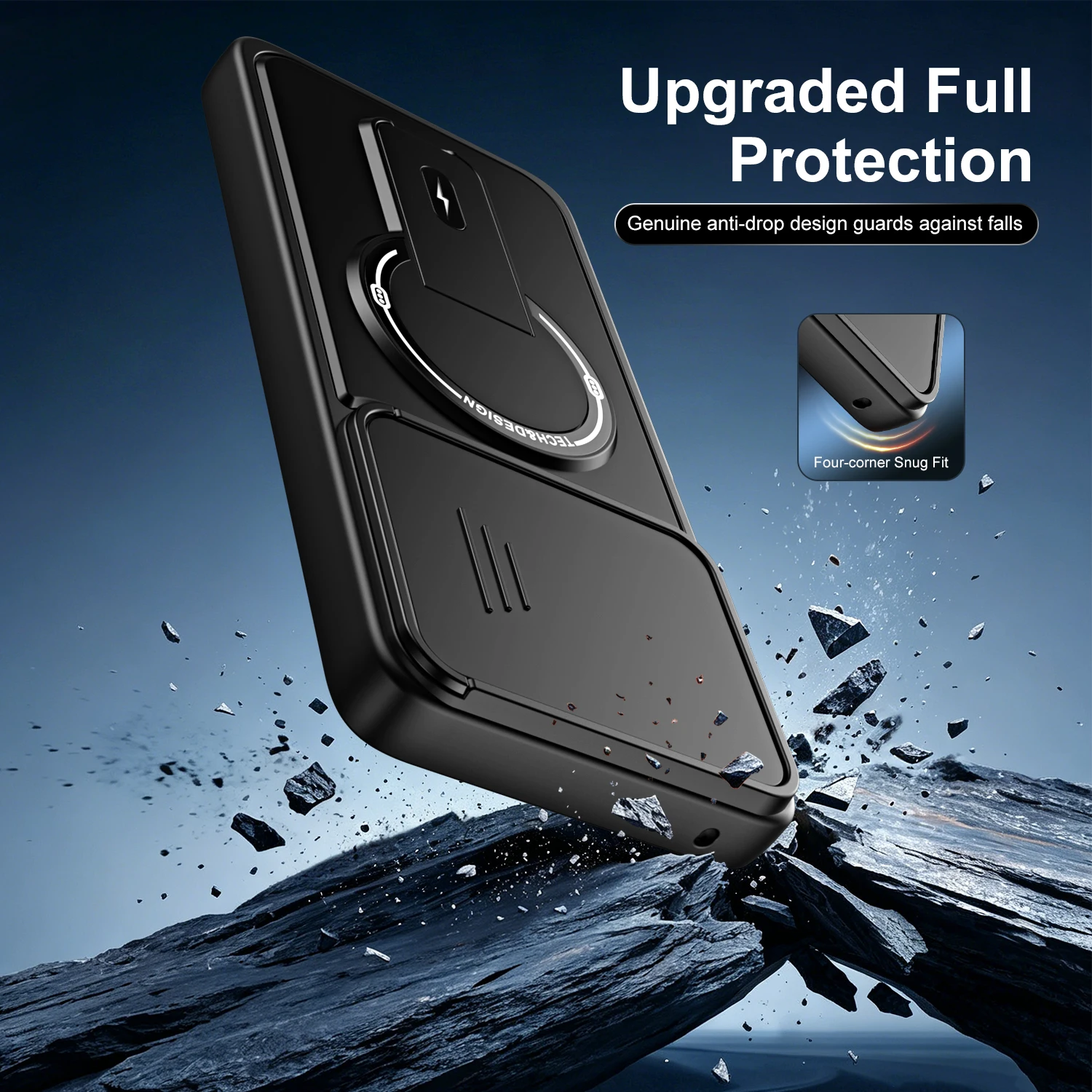 Magnetic Folding Bracket Shockproof Armor Phone Case with Lens Protection