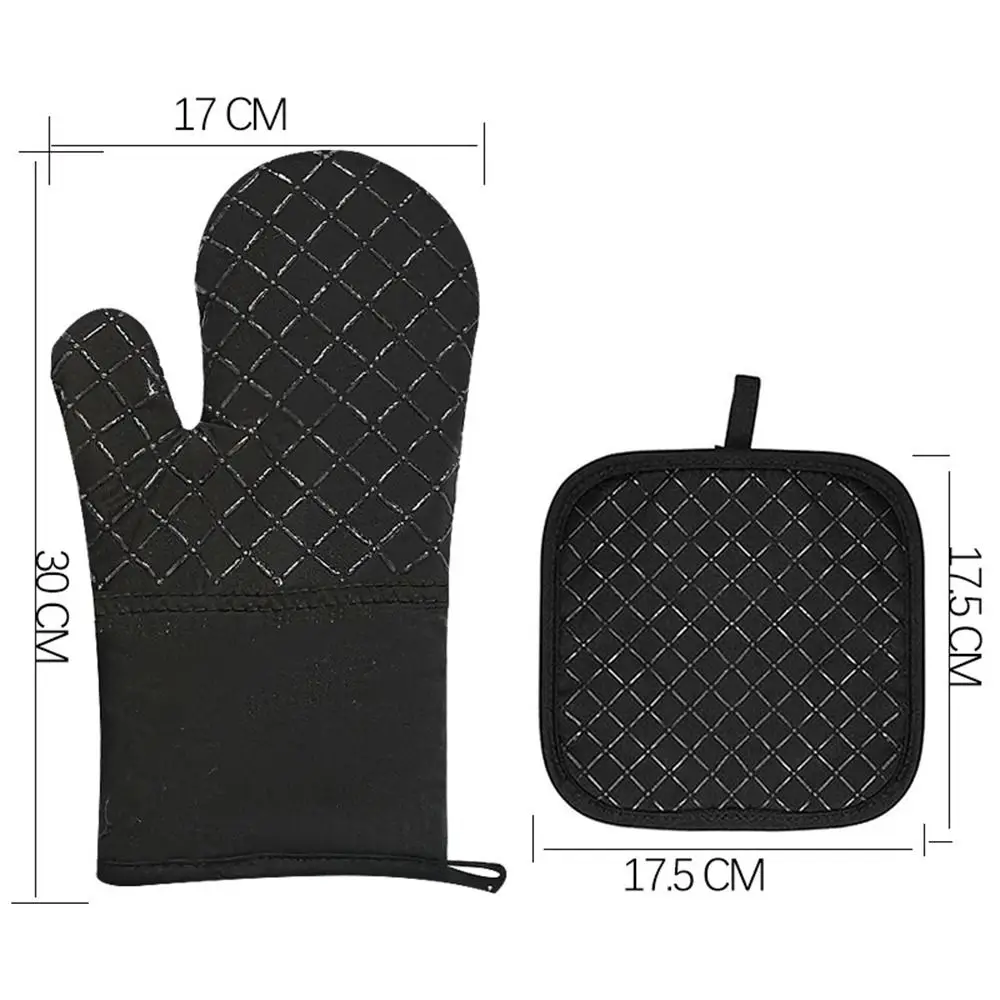 Kitchen Gloves Microwave Cotton Baking Gloves Anti-Scalding Heat Resistant Oven Mitts Non-Slip Insulation