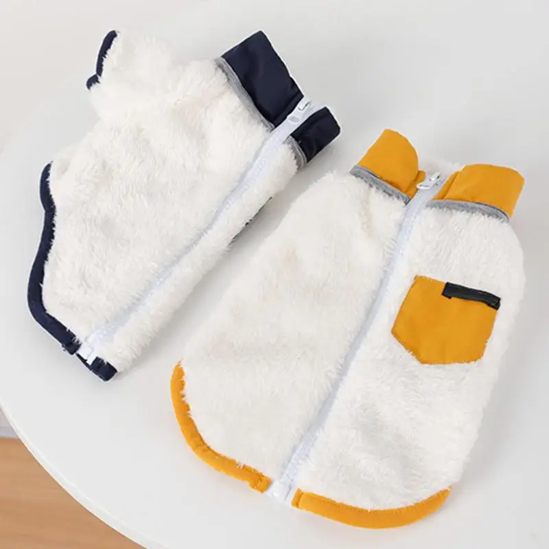 

Dog Coat Plush Dog Jacket For Cold Weather Fleece Lined Dogs Coat With Fur Collar Dog Vest With Zipper Closure Jacket Small Dogs